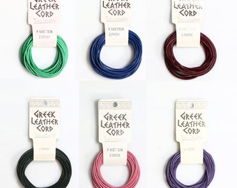 String en cuir grec BeadSmith® pour un cordage de haute qualité - Disponible dans des couleurs populaires - Le paquet comprend 5 m - Diamètres de 1,5 mm, 2 mm