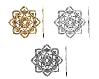 Iron Filigree Plate: Gold, Silver, Rhodium Jewelry Findings (30mm, 2 Pieces)