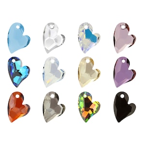 6261 Asymmetrical Heart Primero Crystals Pendants - Swarovski Alternative - Center Drilled Heart Shape Crystal Pendants - for Jewelry Making