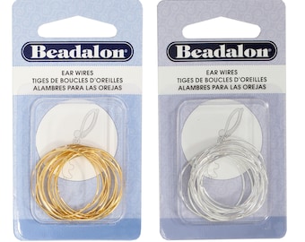 Contours d'oreilles, anneaux pour perles Beadalon® - Apprêts en métaux communs - Disponibles en petites, moyennes et grandes tailles - Couleur or ou plaqué argent