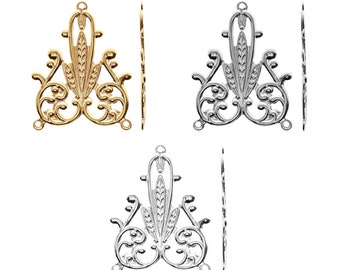 Iron Filigree Plate: Gold, Silver, Rhodium Jewelry Fretwork (29mm, 4 Pieces)
