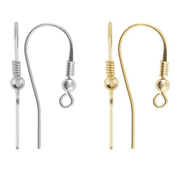 925 Silver Fish Hook Earrings Ear Wires French Hooks 26mm Size 1