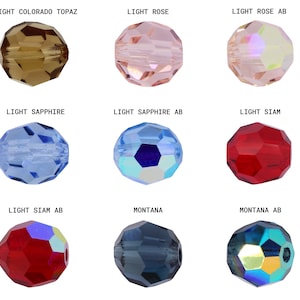 PRECIOSA Crystals 451 19 602 ronde eenvoudige kristalkralen volledig geboorde facetkralen echt verschillende maten, effen kleuren en AB-effecten afbeelding 7
