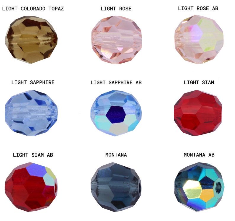 PRECIOSA Crystals 451 19 602 ronde eenvoudige kristalkralen volledig geboorde facetkralen echt verschillende maten, effen kleuren en AB-effecten afbeelding 7
