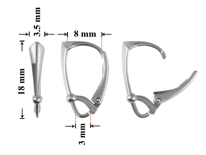 50 Ganci Per Orecchini In Argento Sterling – Cerchi Piccoli 15x11 Mm Per Creazione Gioielli, Chiusura Francese A Monachella