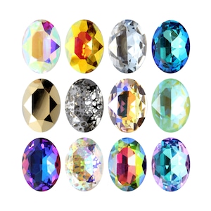 A4120 Oval Fancy Stones Aurea Crystals - Faceted Back Crystals for Pre-Set Cavities - Crystals for Jewelry Making, Stone Setting, Gluing