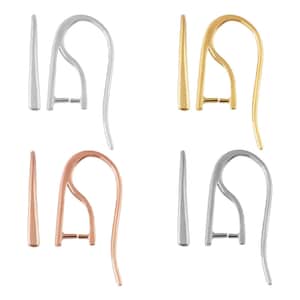 925 Silver Fish Hook Earrings Ear Wires French Hooks 19x7mm size 1 pair - Different platings - Attach crystals - Jewelry Findings