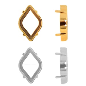 4230 Lemon Open Back Metal Settings with Prongs - Fit to 4230 Lemon Fancy Stone Crystals - Different colors and Sizes - For sewing