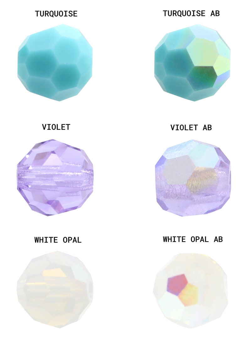PRECIOSA Crystals 451 19 602 ronde eenvoudige kristalkralen volledig geboorde facetkralen echt verschillende maten, effen kleuren en AB-effecten afbeelding 10