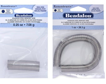 Bobines de fil rond à mémoire de forme Beadalon® Remembrance™ en acier inoxydable pour bagues - Disponibles en différentes tailles et quantités - Couleur vive