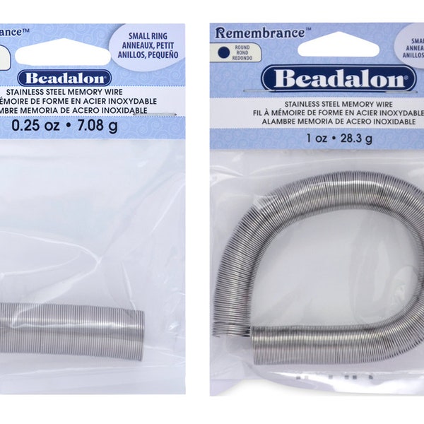 Bobines de fil rond à mémoire de forme Beadalon® Remembrance™ en acier inoxydable pour bagues - Disponibles en différentes tailles et quantités - Couleur vive