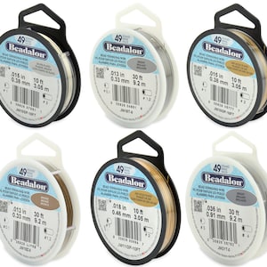 Beadalon® Stainless Steel Bead Stringing Wire 49 Strands Nylon coated - Available in popular colors and diameters - Choose different lengths