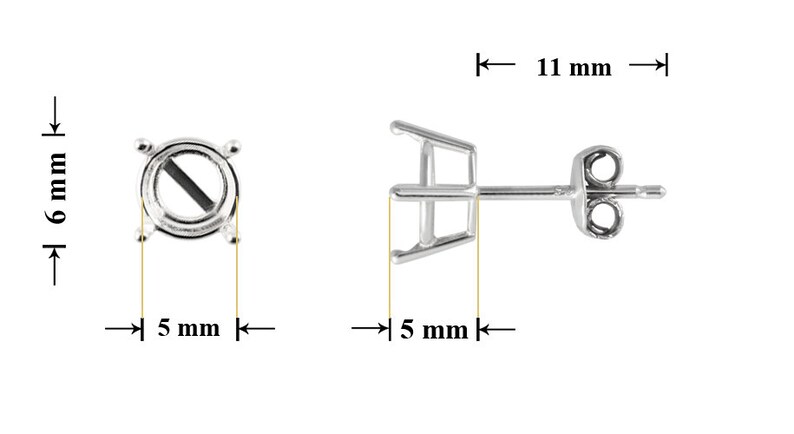 Örhängen i 925 sterlingsilver med stift: Chatonkristallinfattningar 6mm