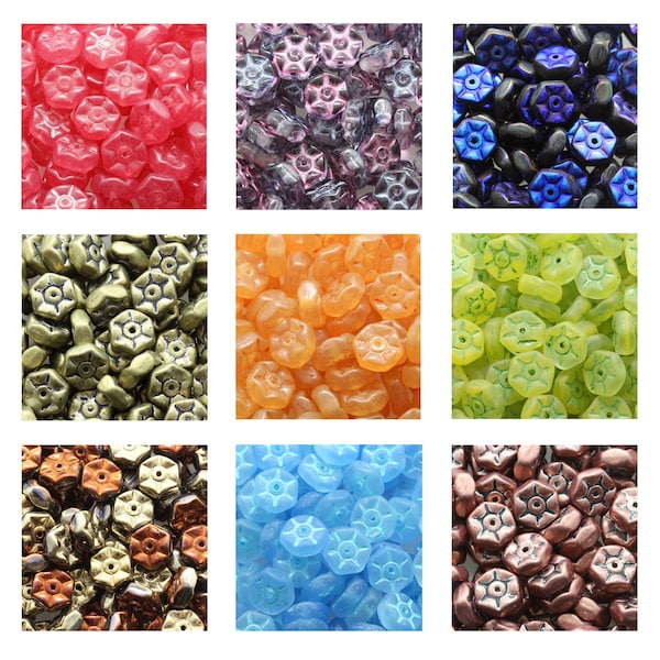 Rutkovsky 111-95078 Vintage Rondelle Pressed Glass Beads - 8x3mm Size - 10g Pack, Approx 20 Bead - Czech Glass - 1mm Hole - Various Colors