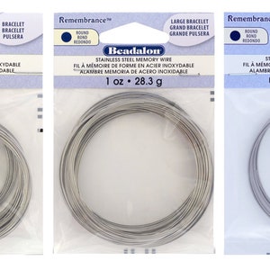 Beadalon® Remembrance™ Stainless Steel Round Memory Wire Coils for Bracelets - Available in different sizes and quantities - Bright color