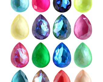 AUREA Crystals A4320 Goccia a pera - Pietre fantasia Cristalli - Diversi colori - Strass di cristallo - Forma a pera popolare - Creazione di gioielli