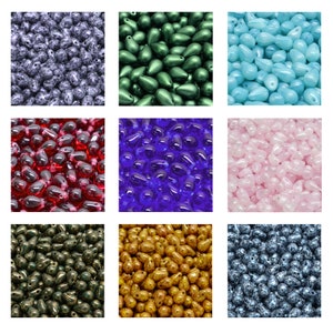 Rutkovsky 111-69004 Drop Pressed Glass Beads - 6x4mm in 10g Pack (70 Beads), 9x6mm in 20g Pack (50 Beads) - Czech Glass - 1mm Hole Diameter