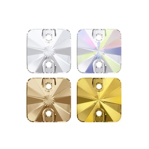 3201 Rivoli Square Primero Crystals Sew-On Rhinestones - Swarovski Alternative - Flat Back Sew-On Crystal with 2 Holes - Crystals For Sewing
