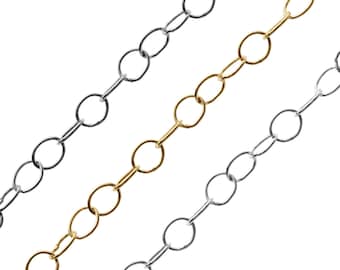 Catene continue in argento 925 - Forma ovale - Catene continue in argento per CM - Larghezza 4 mm, placcature diverse - Catena da 5 cm - Creazione di gioielli