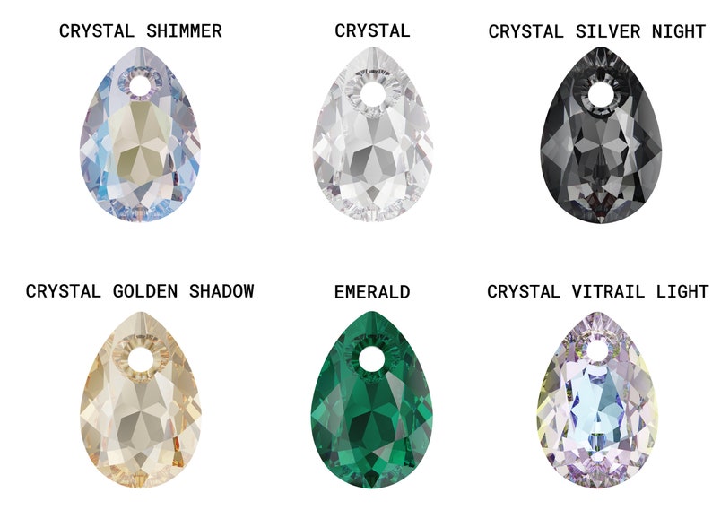 PRIMERO Crystals 6433 Pear Cut Highest Quality Crystal Pendants Made in Austria Center Drilled Pear Pendants for Jewelry Making image 5