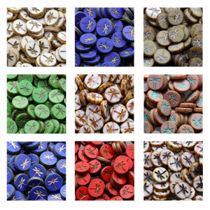 Czech Glass Dragonfly Beads: Center Fully Drilled, 17mm, Table Cut Rutkovsky Czech Beads
