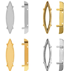 4200 Navette Shape Open/Closed Metal Settings with Prongs - Fit to 4200 Navette Fancy Crystals - Different colors and Sizes - For sewing