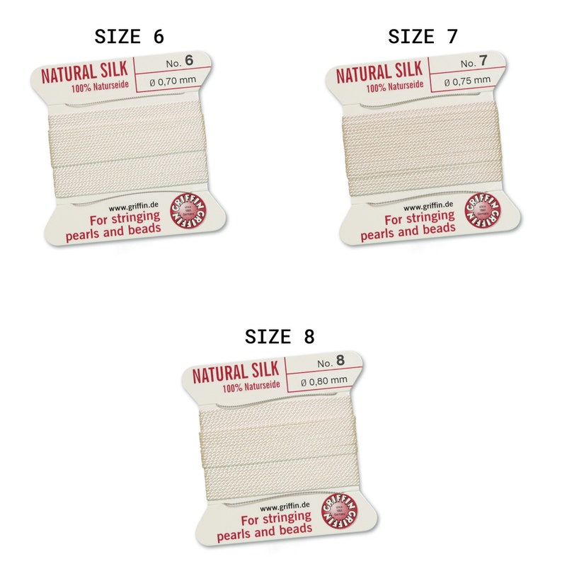 Cordon Griffin® 100 % soie naturelle avec 2 aiguilles Disponible en lot de 2 m Couleur blanche Disponible en différentes tailles image 5