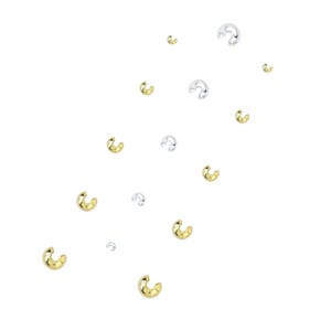 Puede incluir: Surtido de cuentas de crimpado doradas y plateadas, utilizadas para la elaboración de joyas.