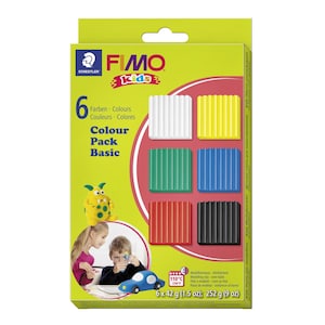 FIMO® Kids Oven Hardening Polymer Modelling Clay Sets - for Children - Assorted Colors Pack - 6 Different Vibrant Colors - 6 Blocks each 42g