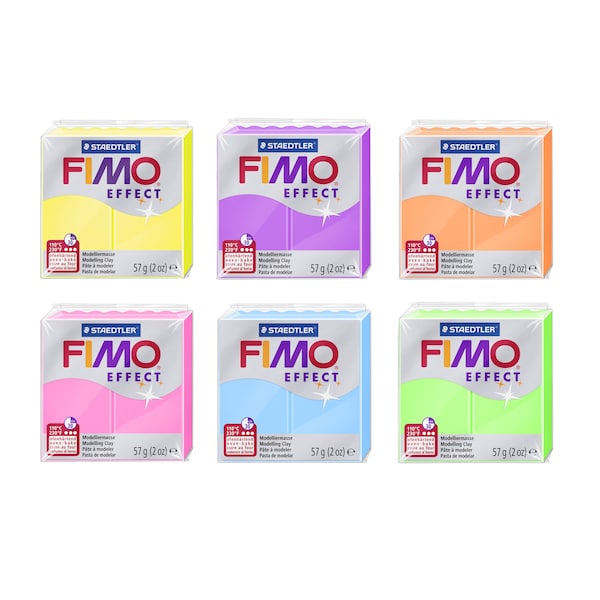 Pâte à modeler douce polymère durcissant au four effet FIMO® - Pour créer des bijoux et des accessoires - 42 couleurs avec effets - Bloc standard de 57 g