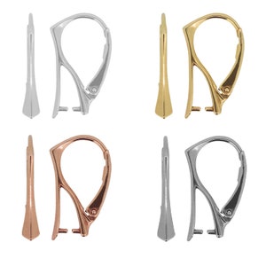 925 Silver Leverback Earrings Ear Wires Hooks 20x11mm size 1 pair - Different platings - Attach Crystals - Jewelry Making Findings