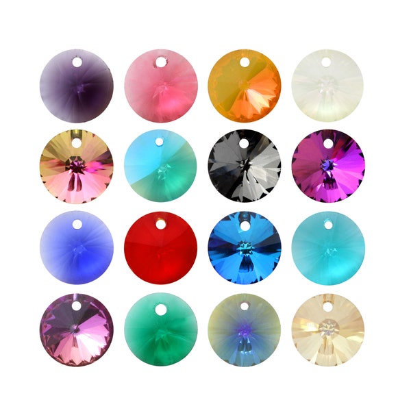 AUREA Crystals A6428 Rivoli Pendants Crystals - Various Crystal Colors - Center Drilled Pendants - Popular Rivoli Shape - Jewelry Making