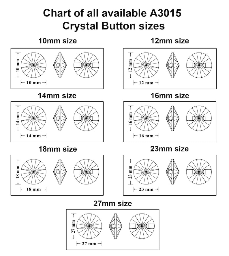 AUREA Crystals A3015 Rivoli Round Crystal Buttons Round Shape Buttons Popular Crystal Colors Crystals For Sewing and Embellishing zdjęcie 2