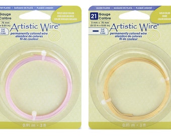 Artistic Wire® Permanently Colored Flat Wire - Available in Gold or Rose Gold colors - Diameter 21 Gauge/0.75mm - Pack includes 0.91m/3ft