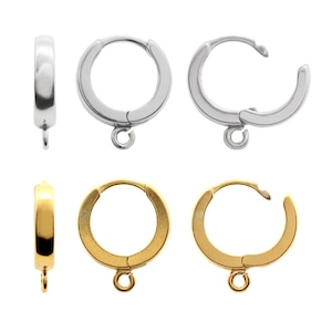 925 Silver Leverback Hoop Earrings with Open Ring/Loop 14.5x12mm - 1 pair - Jewelry Making Findings