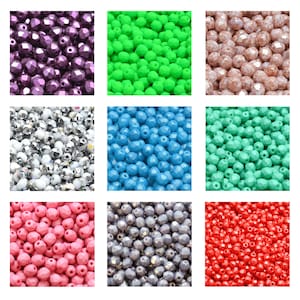 Rutkovsky 151-19001 Round Faceted Fire Polished Glass Beads - Sizes from 2mm to 10mm - Bead Packs in Grams - Czech Glass - Different Colors