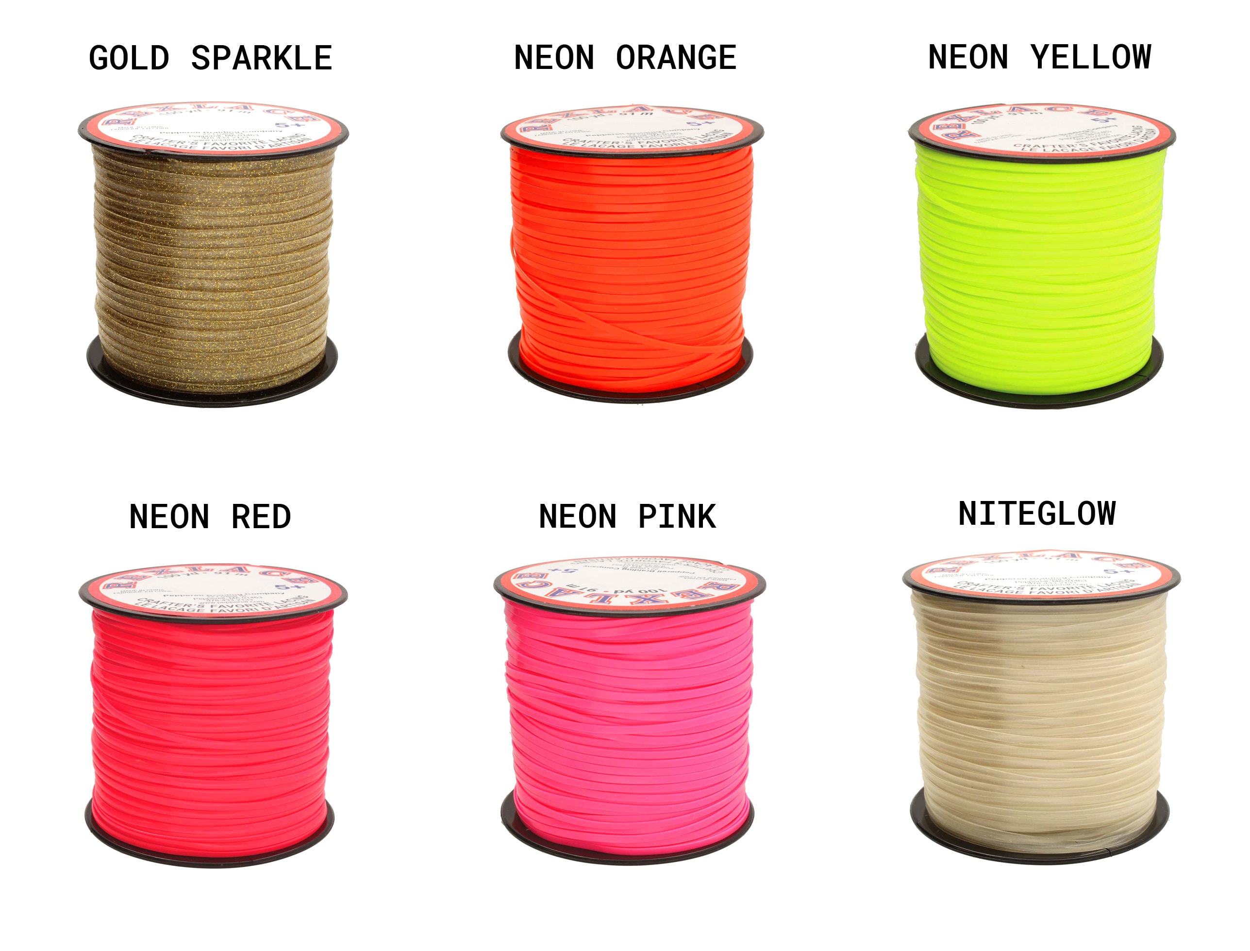 REXLACE® PVC Plastic Flat Cord Many Different Colors Spool With 100 Yards  91m Cord 2.35mmx0.76mm for Craft and Hobby Applications 