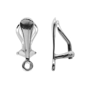May include: Silver tone clip-on earring findings. The findings are designed to hold a pendant or charm.