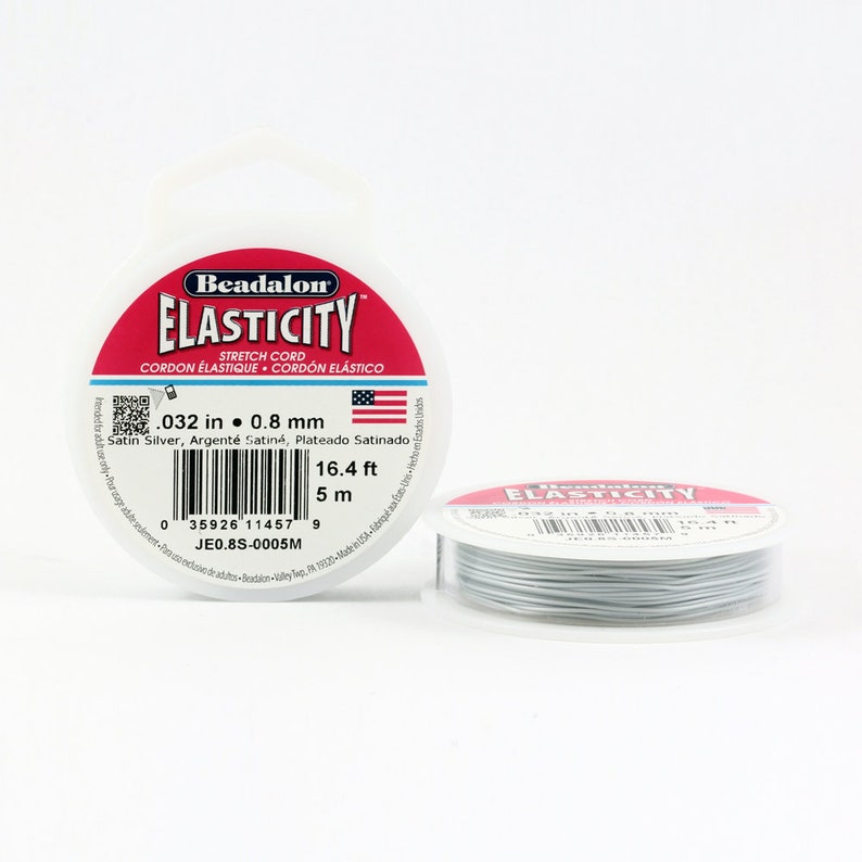 Beadalon® Elasticity ™ Stretch-Perlen-Schnur Verfügbare Farben Schwarz, Klar, Satin Gold, Satin Silber Durchmesser 0.5mm, 0.8mm, 1mm Satin Silver