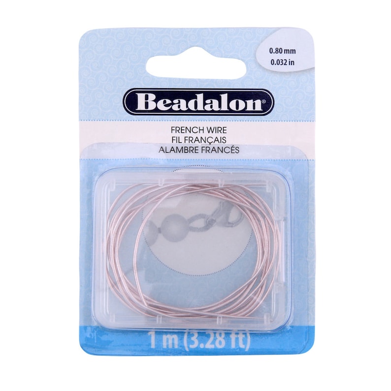 Beadalon® Copper Base Metal French Wire for protecting Bead Cord Different Colors & Diameters Pack Includes 1m/3.28ft Wire Rose Gold