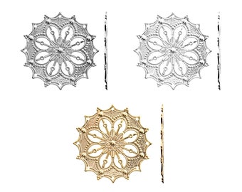 Iron Filigree Plate: Gold, Silver, or Rhodium Jewelry Findings (2 pieces/pack)