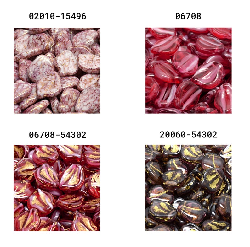 May include: Assortment of glass heart-shaped beads with gold accents. The beads are in four different colors: red, pink, burgundy, and black.
