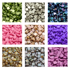 Rutkovsky 111-30516 Tila Pressed Glass 2 Hole Beads - 6mm Size - 10g Pack Approx 45 Beads - Czech Glass Beads - 1.2mm Hole - More Colors