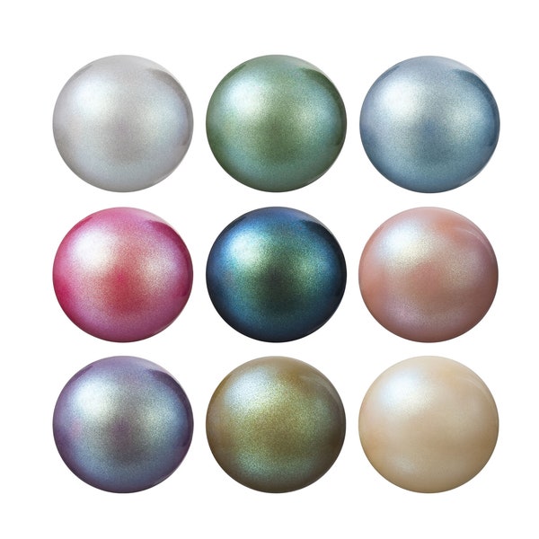 PRECIOSA Crystals 131 10 012 Round Shape MAXIMA Nacre Pearls - Half Drilled Beads - Genuine - Pearlescent Effect Colors - Many Popular Sizes