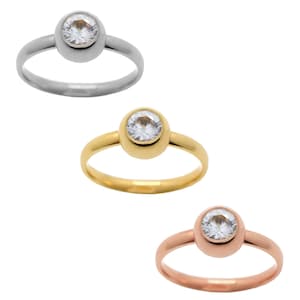 Stainless Steel Rings with Changeable Stone - Finished Jewelry - Choose Size, Plating - Fit Chaton Shape Round Stone Crystals