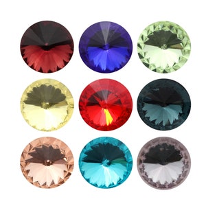A1122 Rivoli Round Stones - Cristaux Aurea - Pierres de cristal rondes à dos pointu - Cristaux populaires de forme Rivoli - Différentes couleurs de cristal