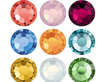PRECIOSA Crystals Chaton Rose MAXIMA Flat Backs NO Hotfix Rhinestones - Genuino - Diferentes colores lisos - Pegado, embellecimiento, arte de uñas