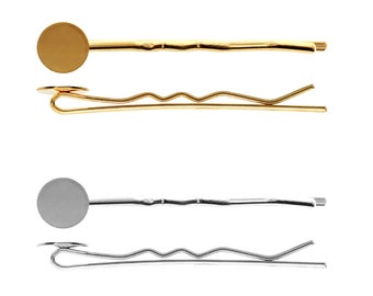 Forcine per capelli in ottone e metallo per incollare cristalli - Misura 51 mm, 63 mm - Placcatura oro, argento - La confezione include 1 pezzo - Gioielli per capelli - Decorazioni per capelli