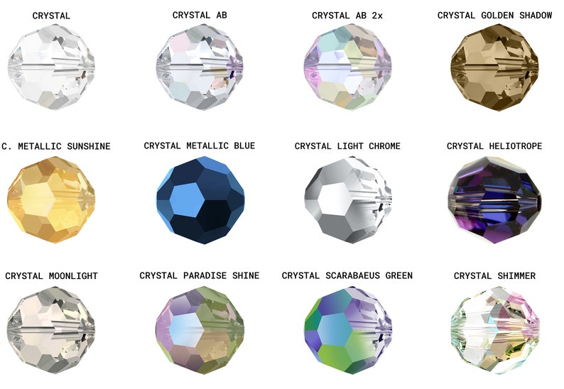 PRIMERO Crystals 5000 Rund Facettierte Voll gebohrte Perlen höchster Qualität Made in Österreich Einfache Farben Beliebte Perlen Perlenschmuck Bild 4