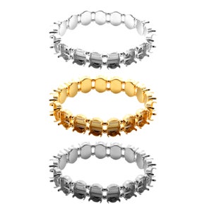 Brass Elastic Bracelet Bases - 17cm or 19cm - For Embedding Oval Shape 14mm Fancy Stone Crystals - Jewelry Making Blanks